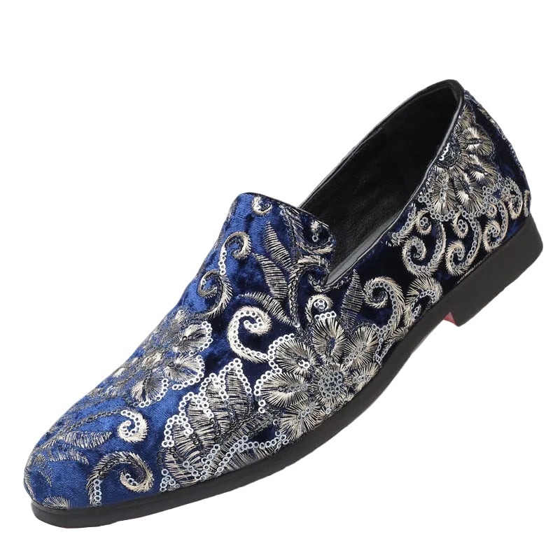 Mænds Slip-On Loafers med Blomsterbroderi 0