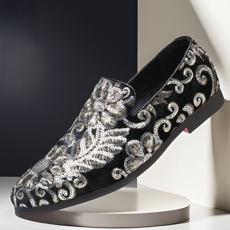 Mænds Slip-On Loafers med Blomsterbroderi 2