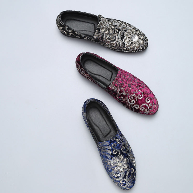 Mænds Slip-On Loafers med Blomsterbroderi 3