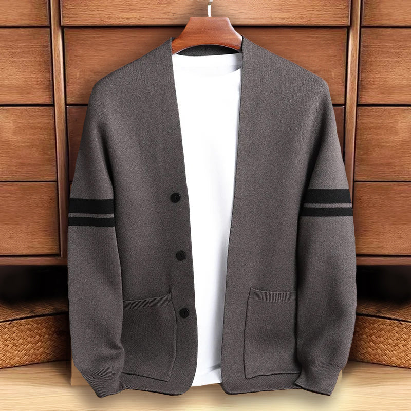 Mænds Strik Cardigan med Knaplukning 2