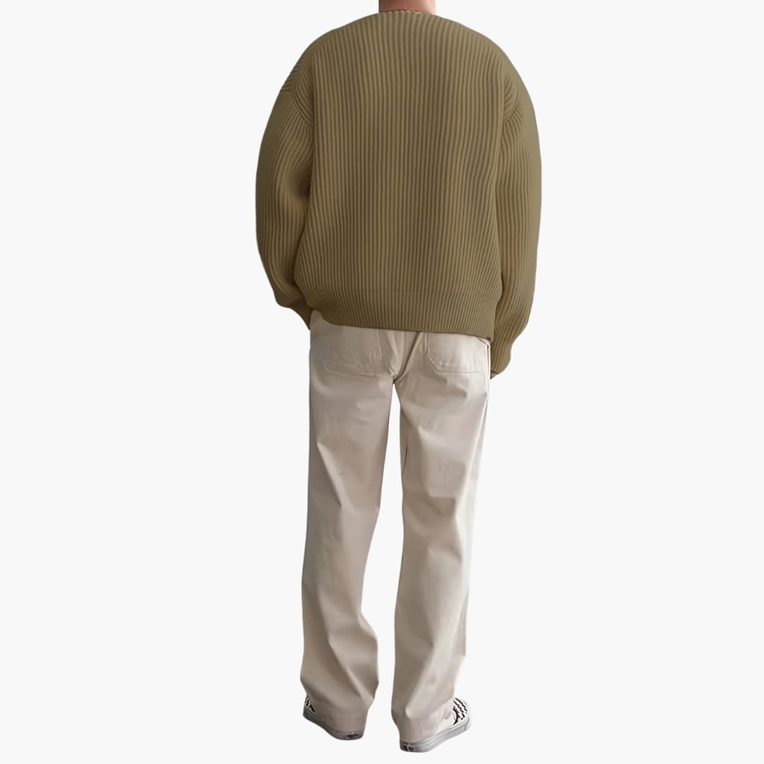 Mænds Strik Sweater med Halv Lynlås og Lange Ærmer 5