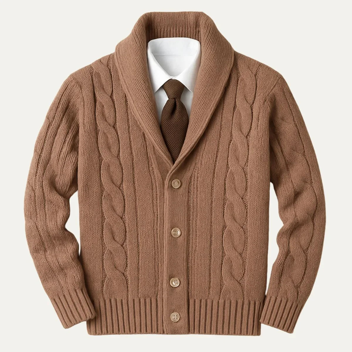 Mænds Strikket Cardigan i Stilfuld Design 1