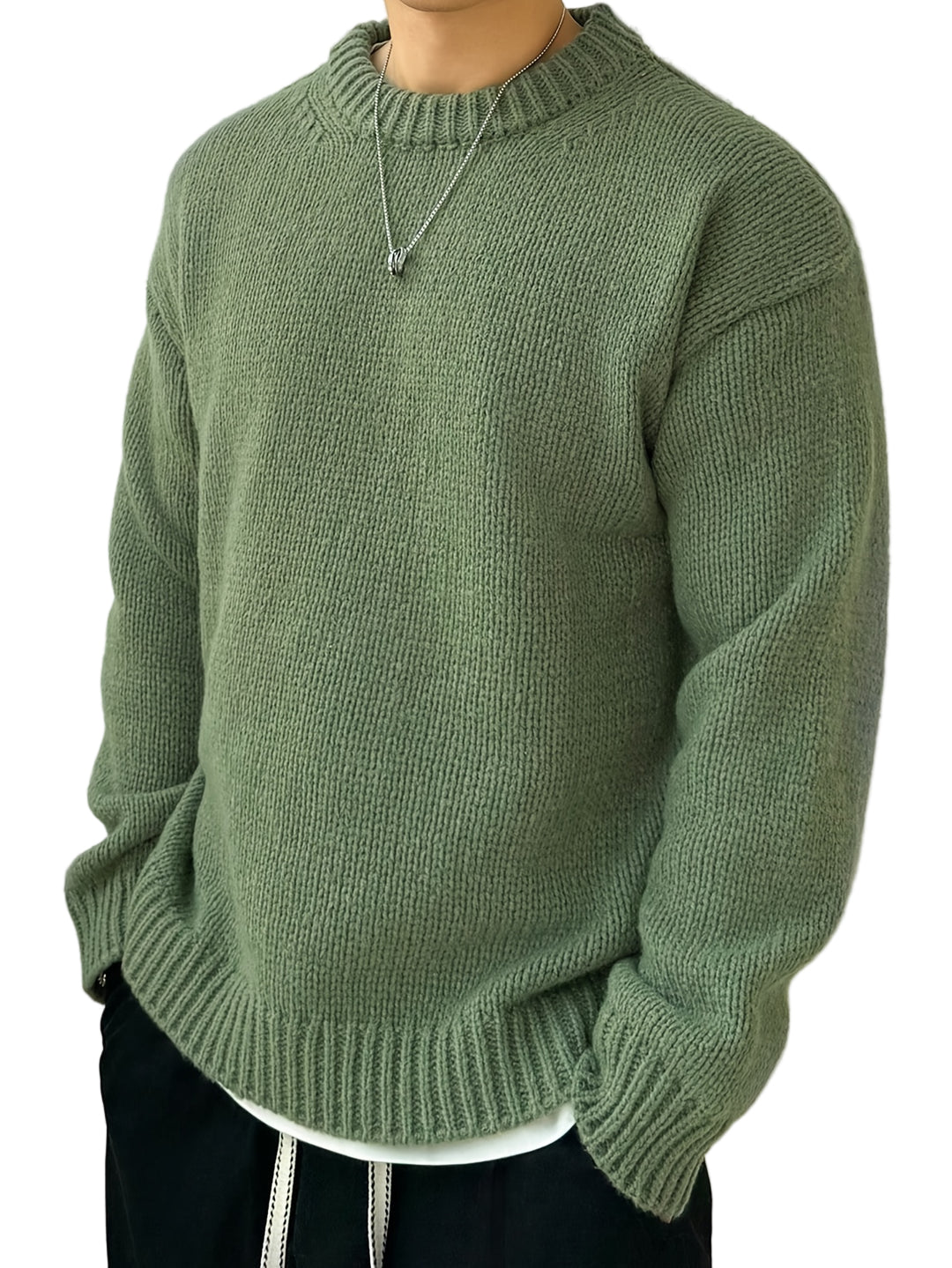 Mænds Strikket Sweater Enkel Stil 0