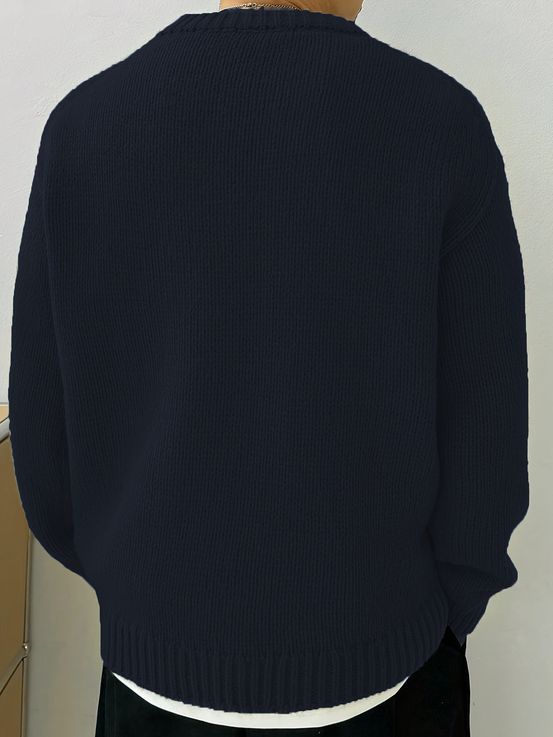 Mænds Strikket Sweater Enkel Stil 4