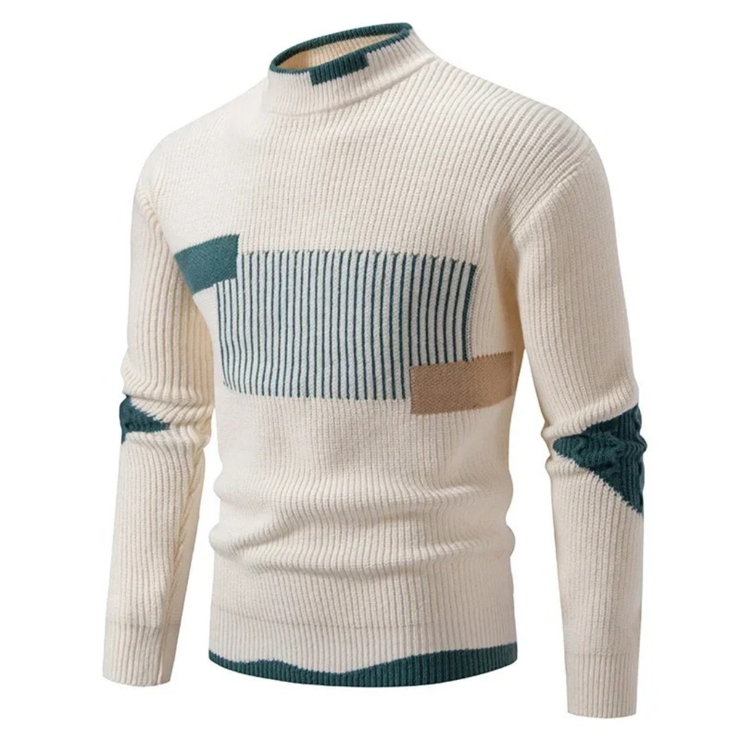 Mænds Sweater Høj Hals Geometrisk Mønster 0