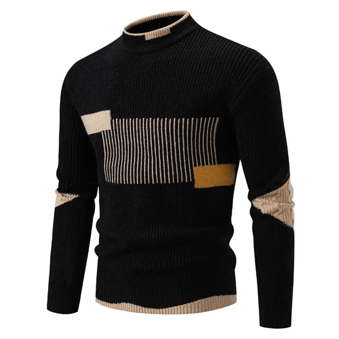 Mænds Sweater Høj Hals Geometrisk Mønster 1