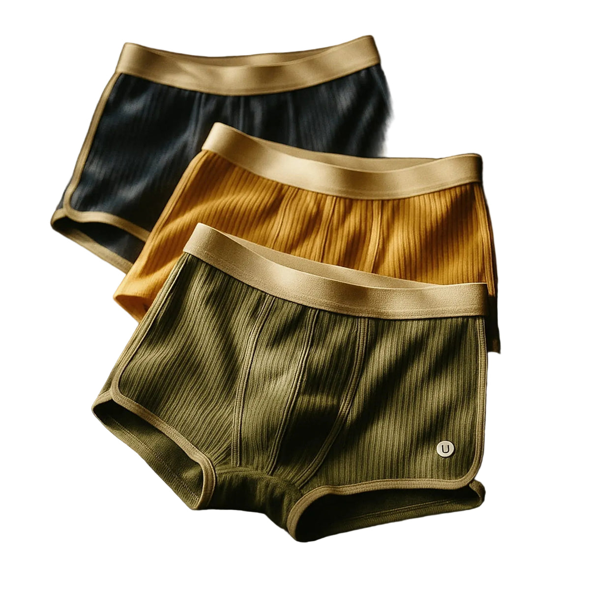 Mænds Tredelt Boxer Trusse Sæt Med Ribbet Design 0