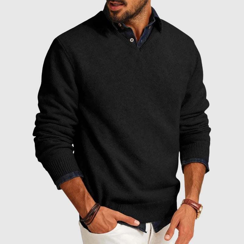 Mænds V-Hals Sweater Moderne Slim Fit 1