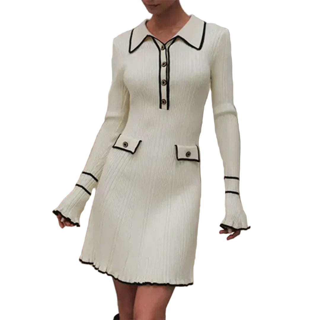 Damer Mini Kjole Ribbet Design 100% Bomuld 1