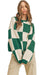 Oversized Pullover Tjekket Mønster Grøn 0