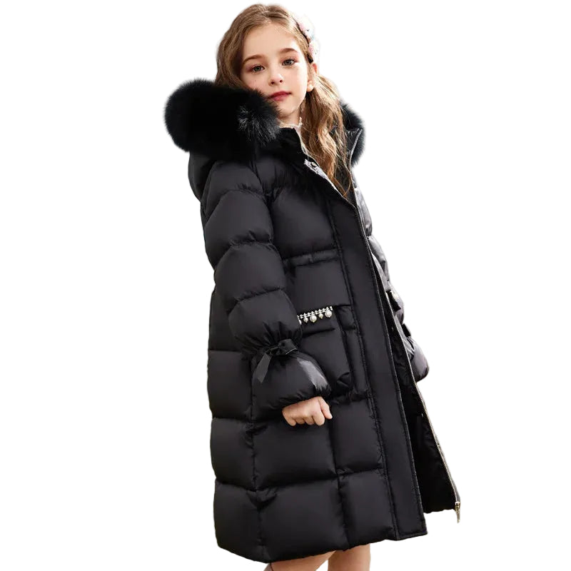 Pige Vinterjakke med Hætte 0