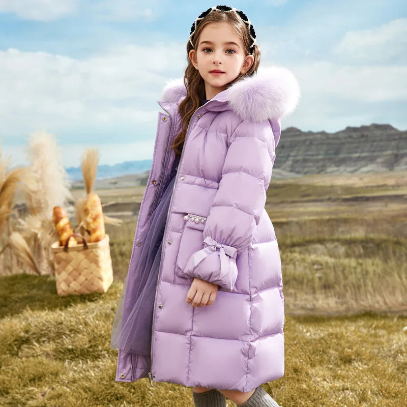 Pige Vinterjakke med Hætte 2