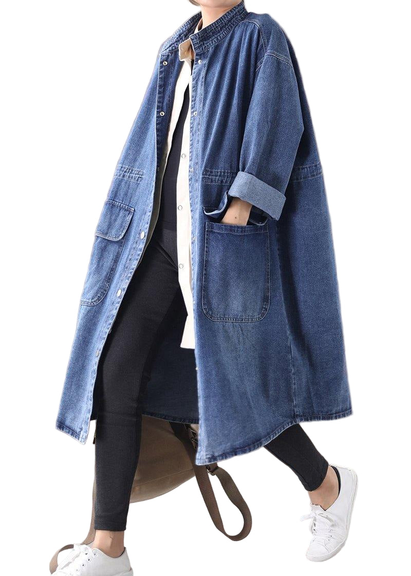 Plus Size Box Coat med Ståkrave og Snøre 0