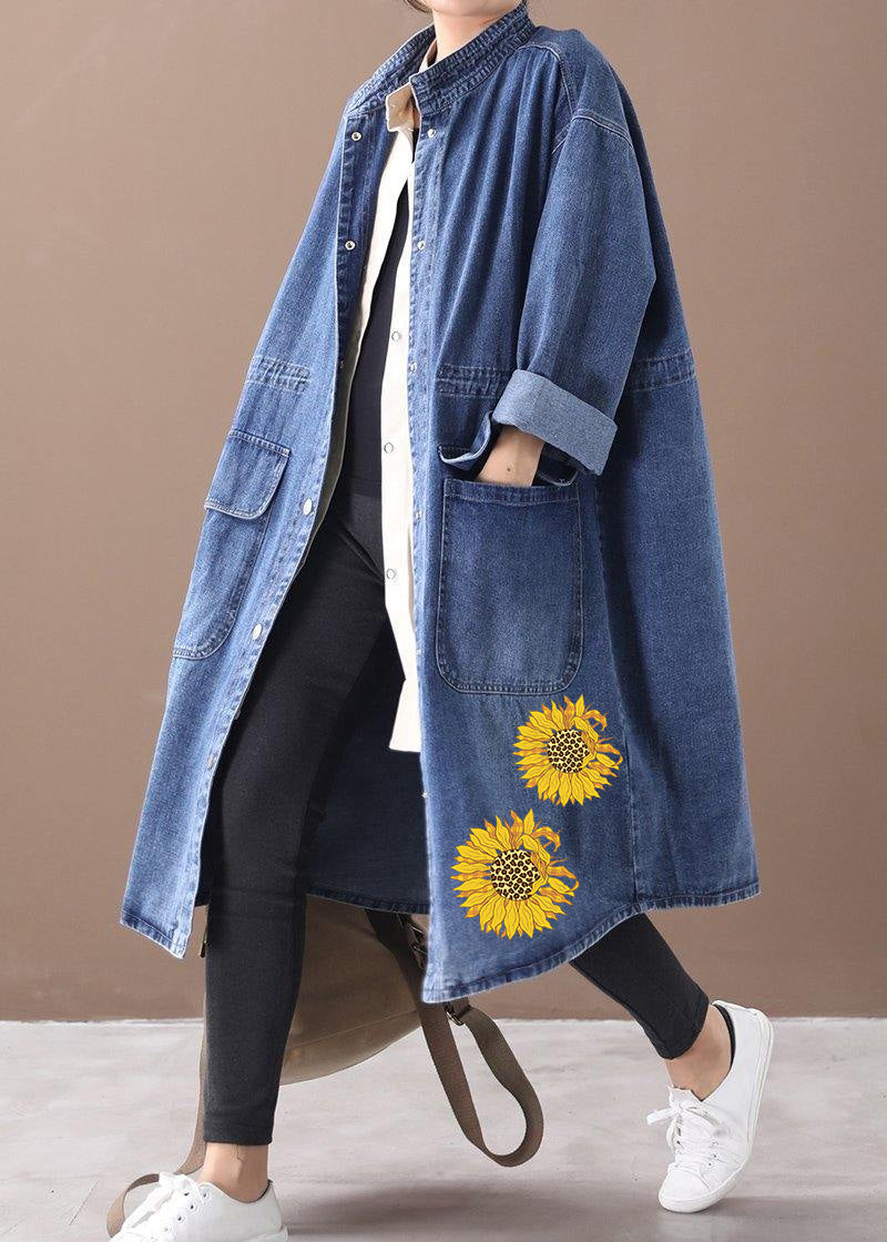 Plus Size Box Coat med Ståkrave og Snøre 5