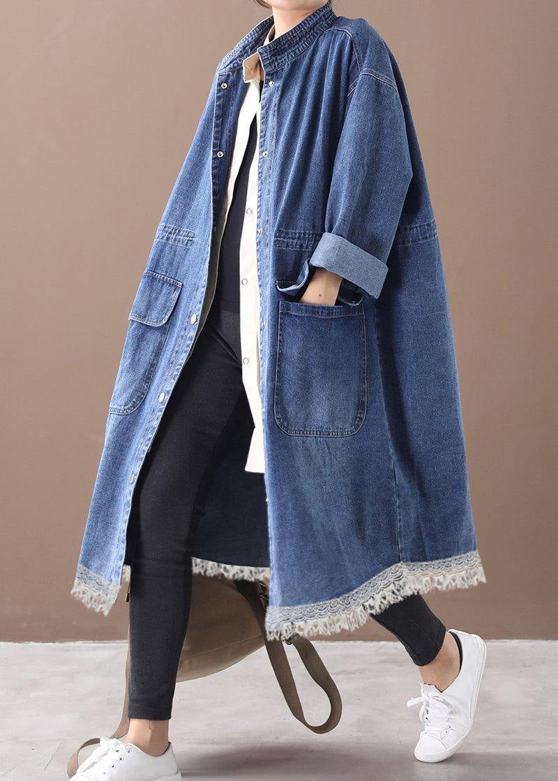 Plus Size Box Coat med Ståkrave og Snøre 6