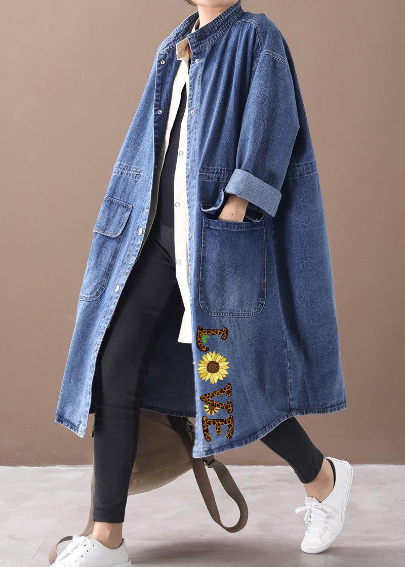 Plus Size Box Coat med Ståkrave og Snøre 7