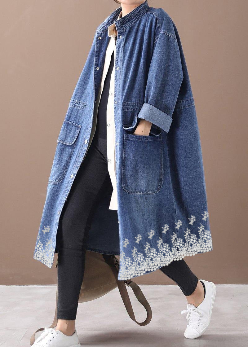 Plus Size Box Coat med Ståkrave og Snøre 8