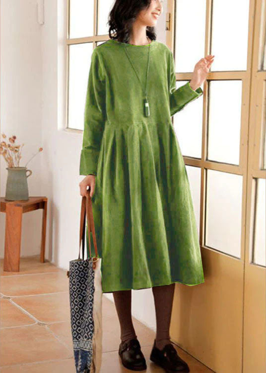 Plus Size Corduroy Kjole med Lommer og Knapper 3