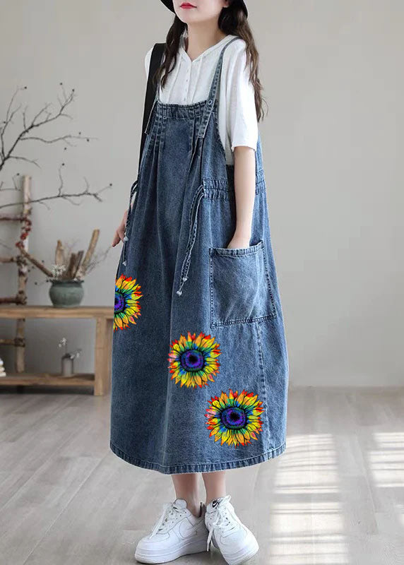 Plus Size Denim Kjole med Spaghetti Stropper til Fest 3