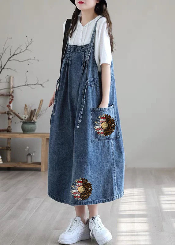 Plus Size Denim Kjole med Spaghetti Stropper til Fest 5