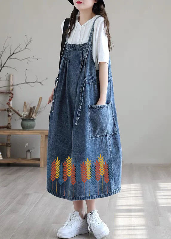 Plus Size Denim Kjole med Spaghetti Stropper til Fest 7