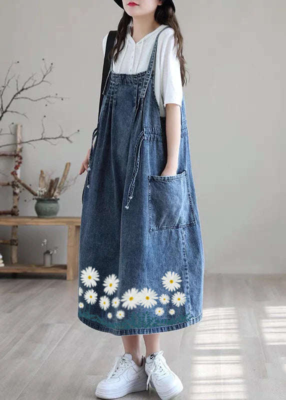 Plus Size Denim Kjole med Spaghetti Stropper til Fest 8