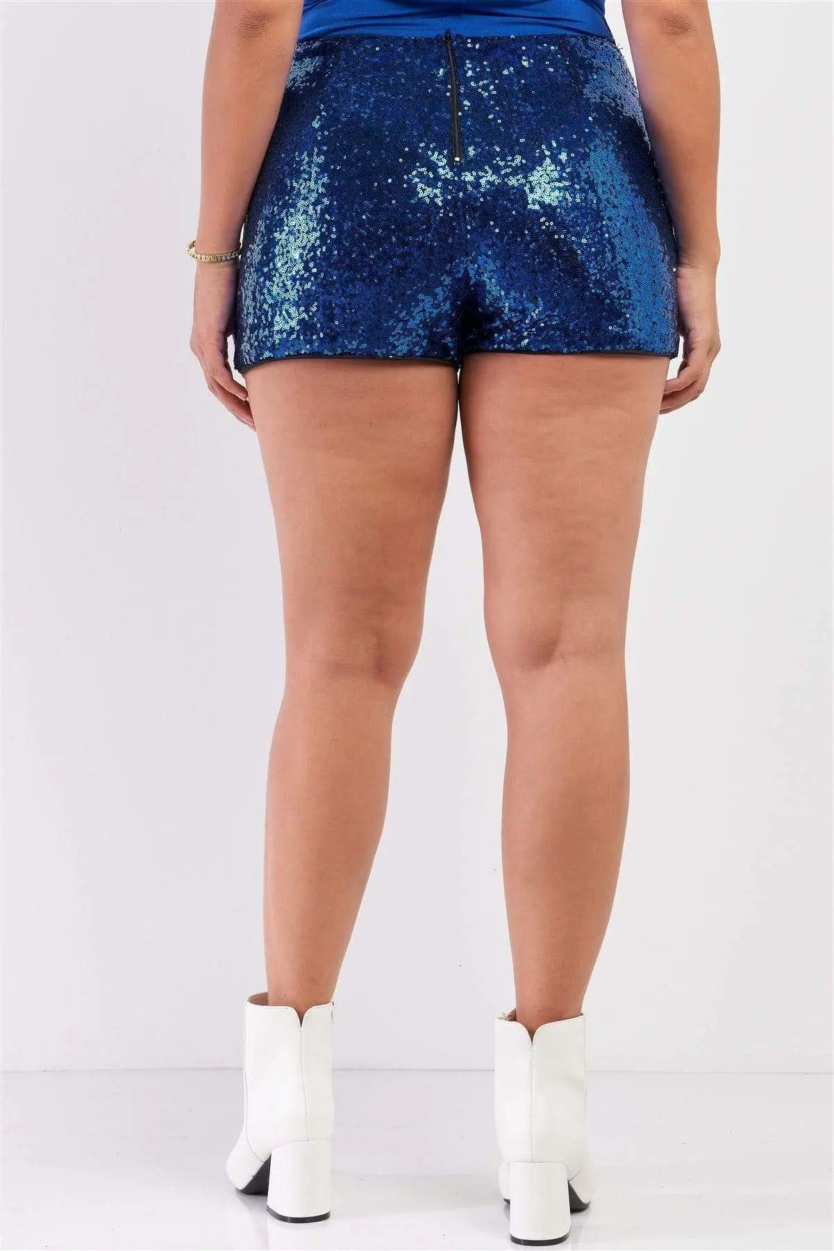 Plus Size Mini Shorts Høj Talje Pailletter Polyester 2