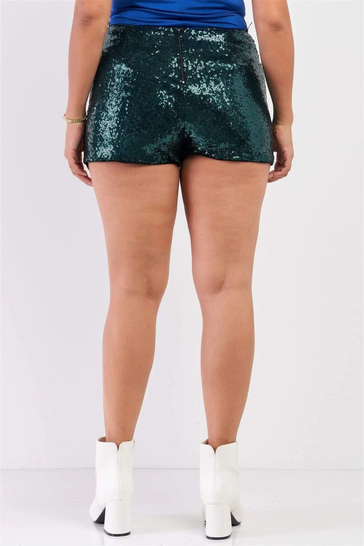 Plus Size Mini Shorts Høj Talje Pailletter Polyester 5