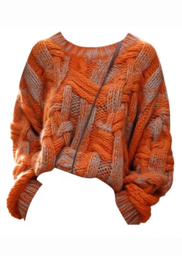 Plus Size Strikket Sweater Kabelmønster til Vinter 4