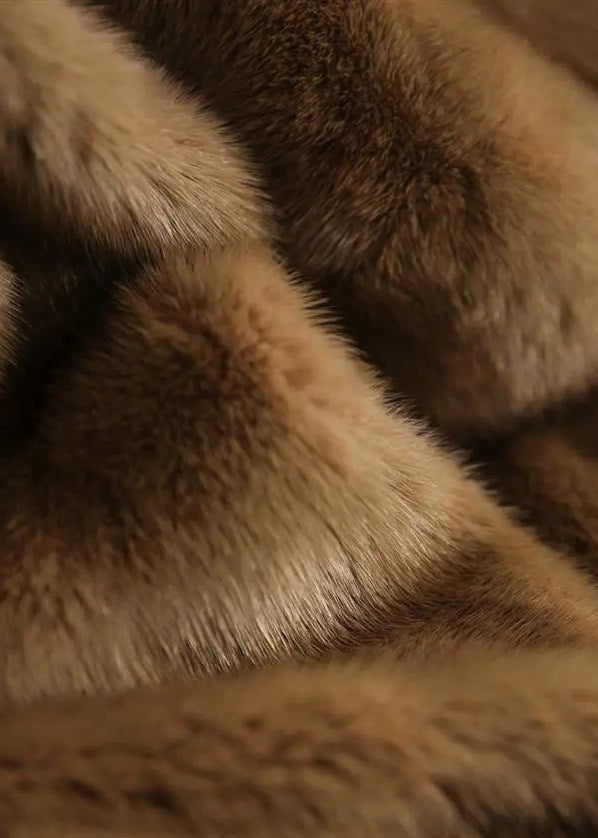Plus Size V Neck Mink Hair Frakke med Lange Ærmer 2