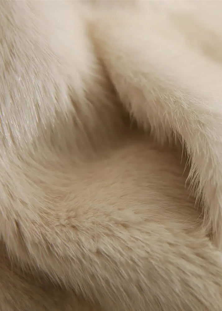 Plus Size V Neck Mink Hair Frakke med Lange Ærmer 3