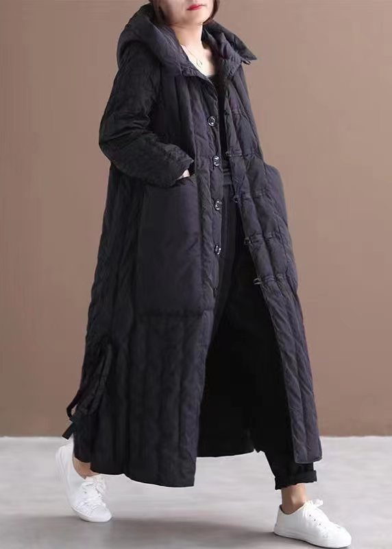 Plus Size Vinter Frakke med Hætte og Store Lommer 1