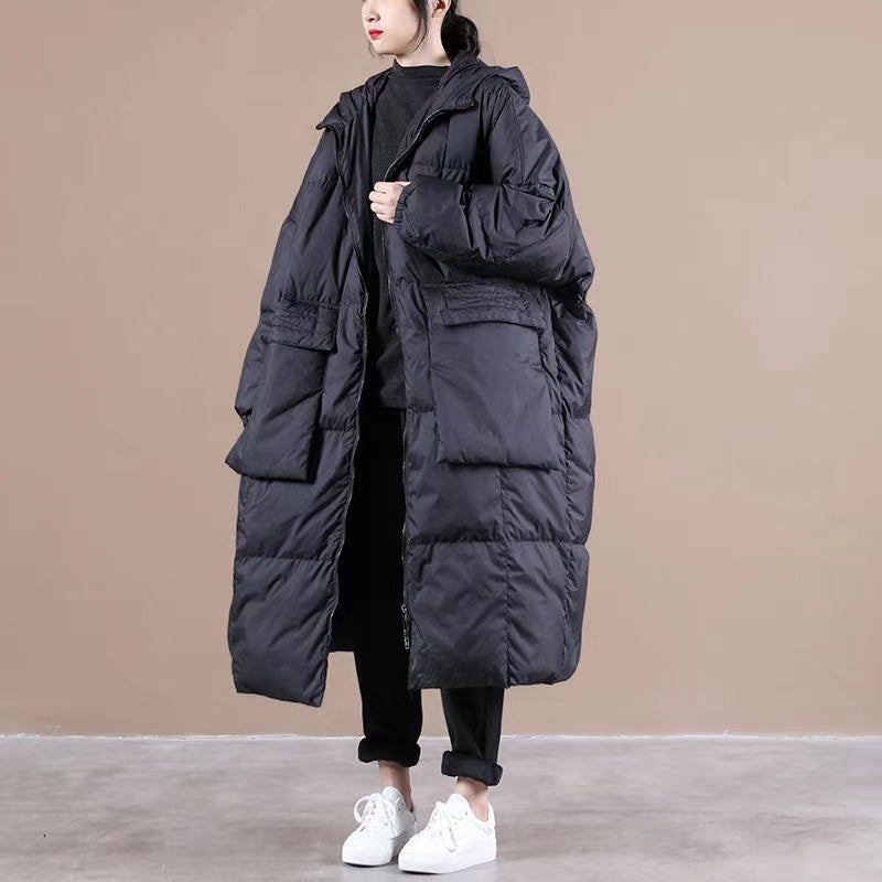 Plus Size Vinterjakke med Hætte og Lynlås Lommer 8