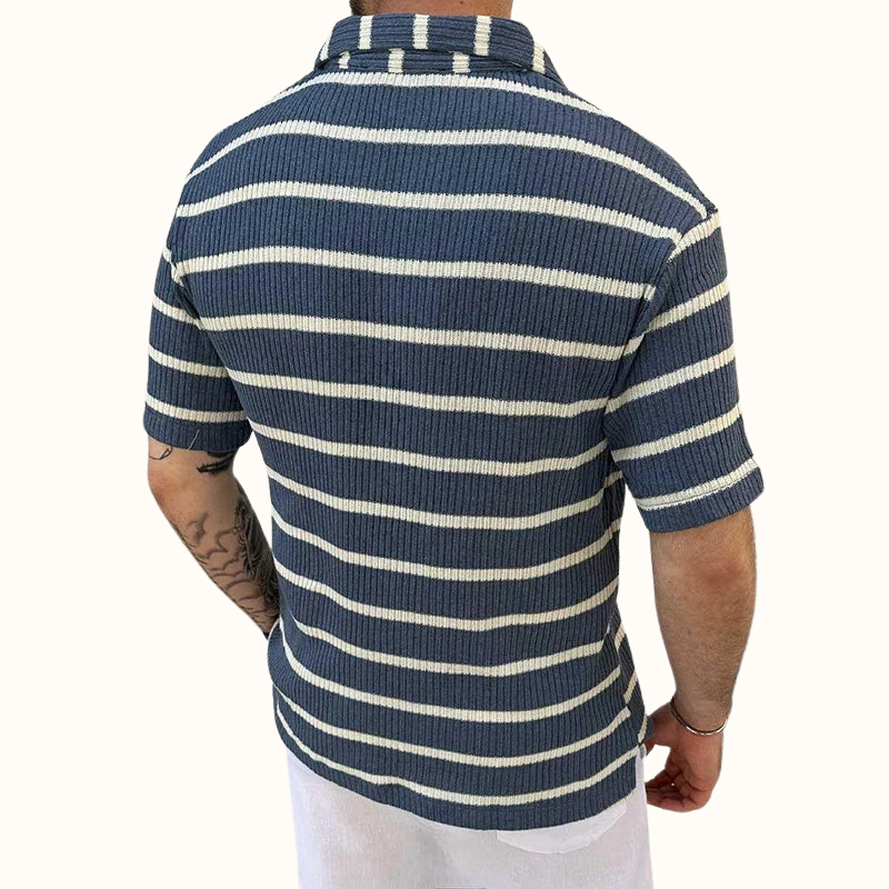 Poloshirt Til Mænd Med Afslappet Krave Og Luftige Striber 2