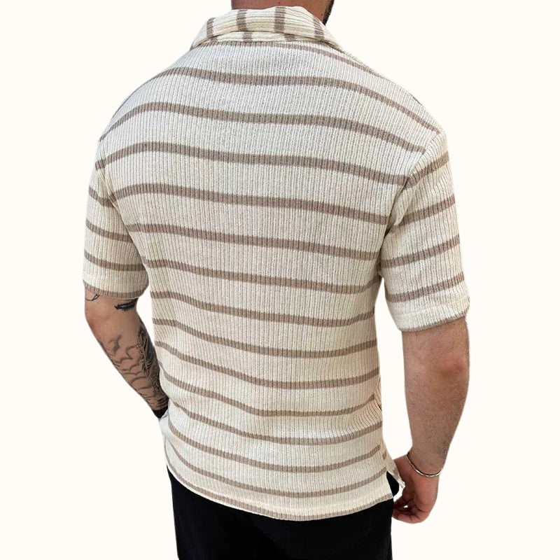 Poloshirt Til Mænd Med Afslappet Krave Og Luftige Striber 4