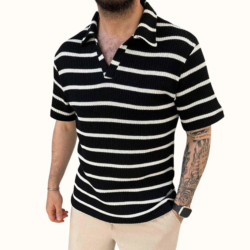 Poloshirt Til Mænd Med Afslappet Krave Og Luftige Striber 5