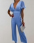 Dame Jumpsuit V-Hals Løs Pasform Polyester-5