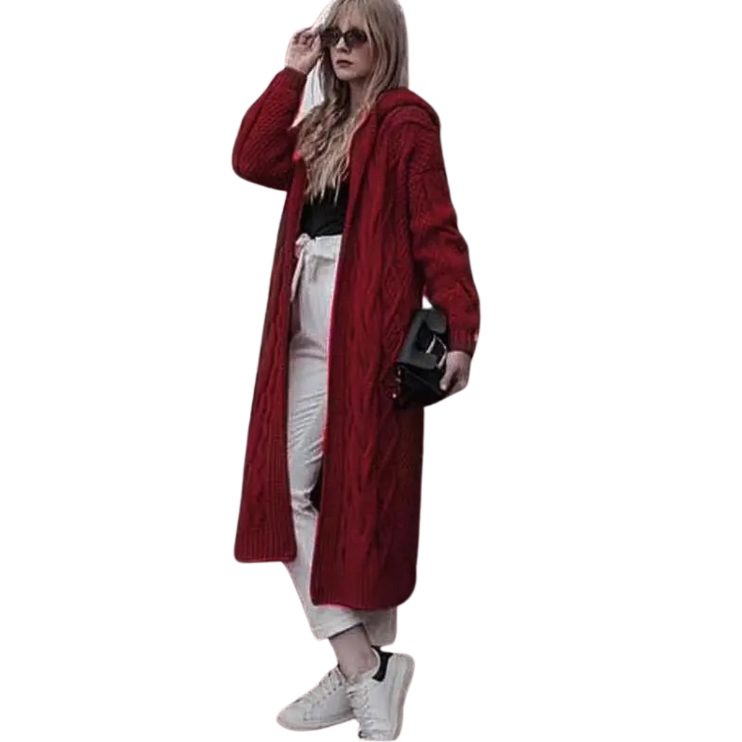 Twist strikket hættecardigan til kvinder