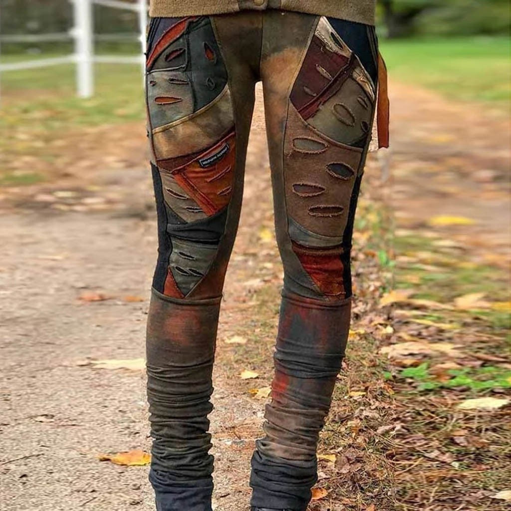 Retro-benklæder med høj talje og bindebånd med farvet binding