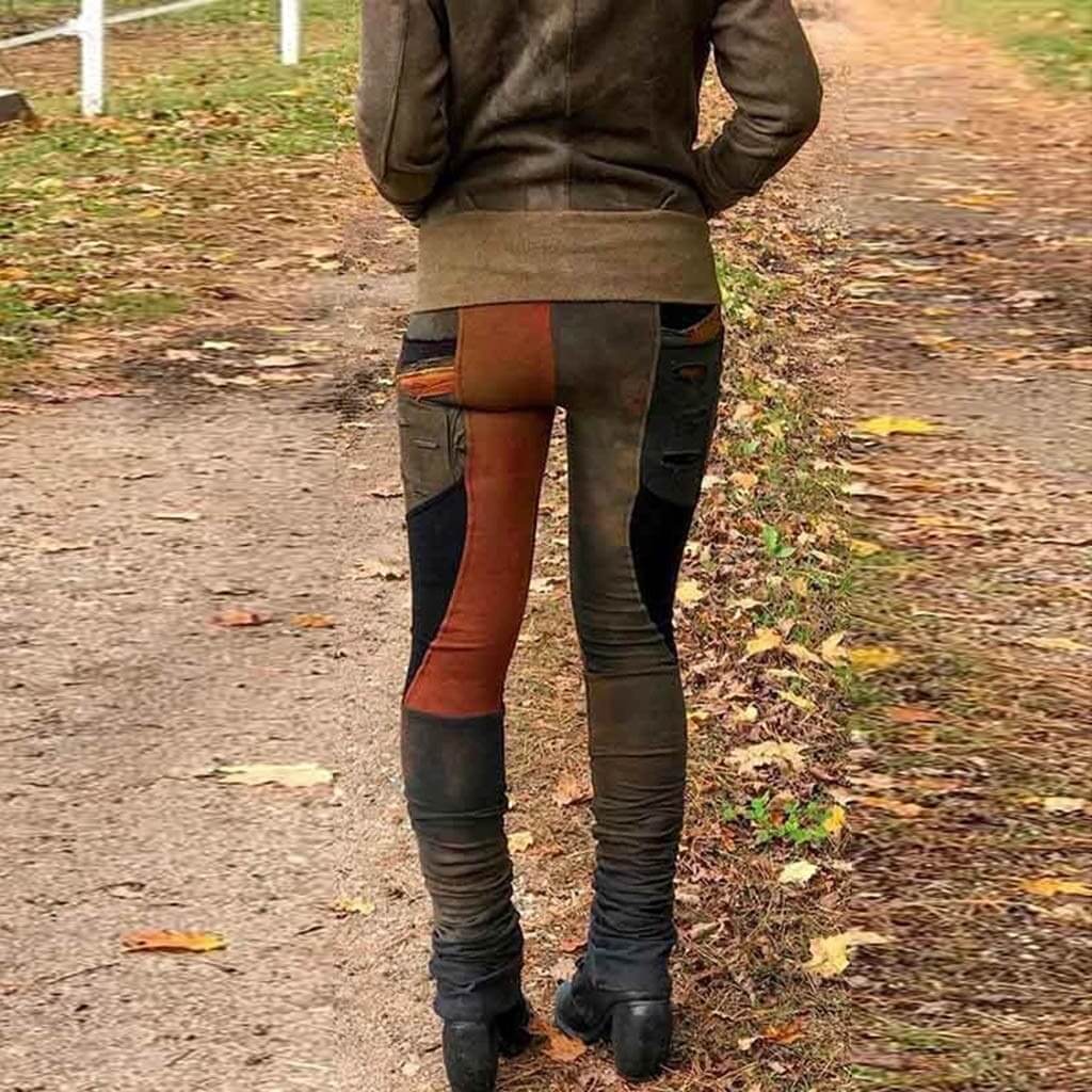 Retro-benklæder med høj talje og bindebånd med farvet binding