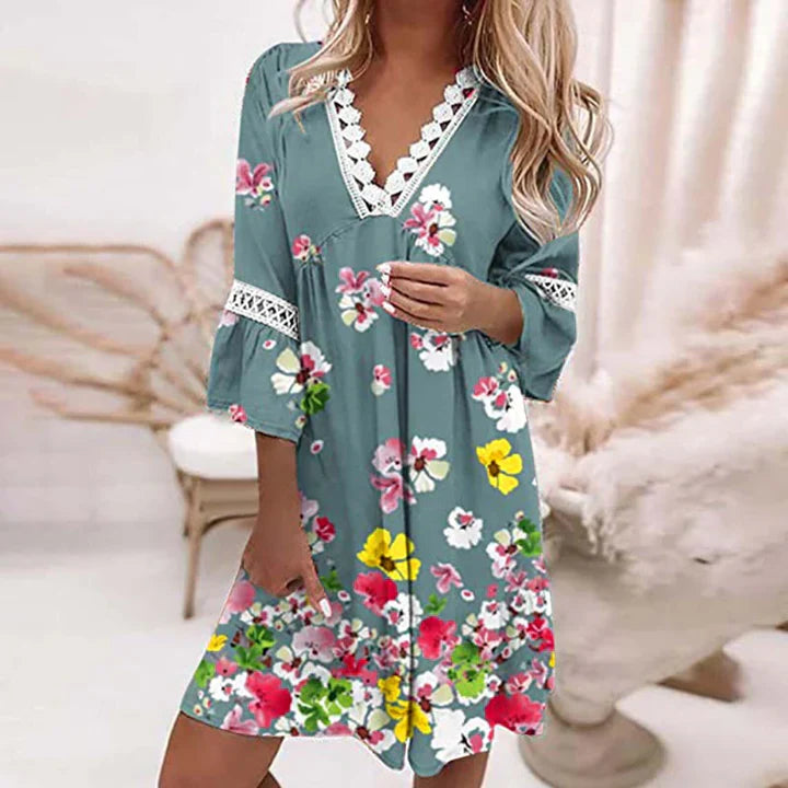 Variant image for Kvinders Sommerkjole Blomsterdesign Let Materiale-17