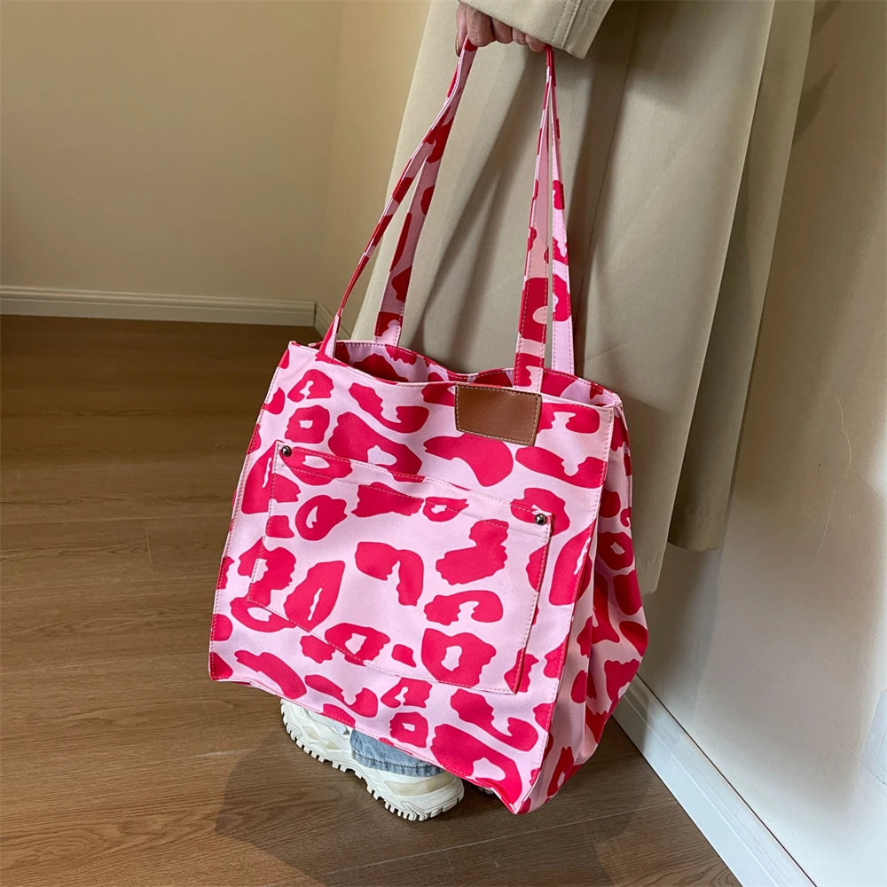 Overdimensioneret skuldertaske med leopardprint