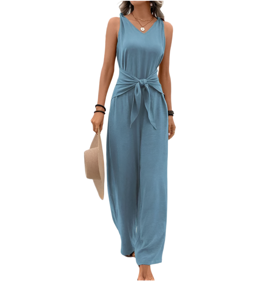 Dame Jumpsuit Vloeiende Stil Mouwløs Blødt Materiale-1