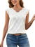 Kvinders Top V-hals Broderet Let Materiale-1