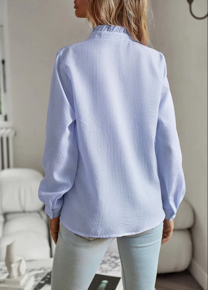 Skjortebluse Dame Stilig Design 100% Bomuld-3