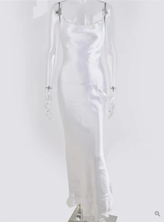 Variant image for Kvinders Maxikjole Rygfri Satin med Spaghetti Stropper-25