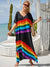 Kvinders Boho-Jurk Lang Grafisk Design Let Bomuld-5