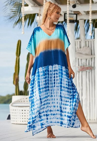 Kvinders Boho-Jurk Lang Grafisk Design Let Bomuld-2