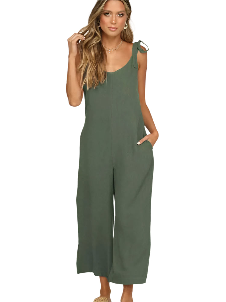 Dames Jumpsuit Løs Pasform Åben Ryg Let Materiale-1