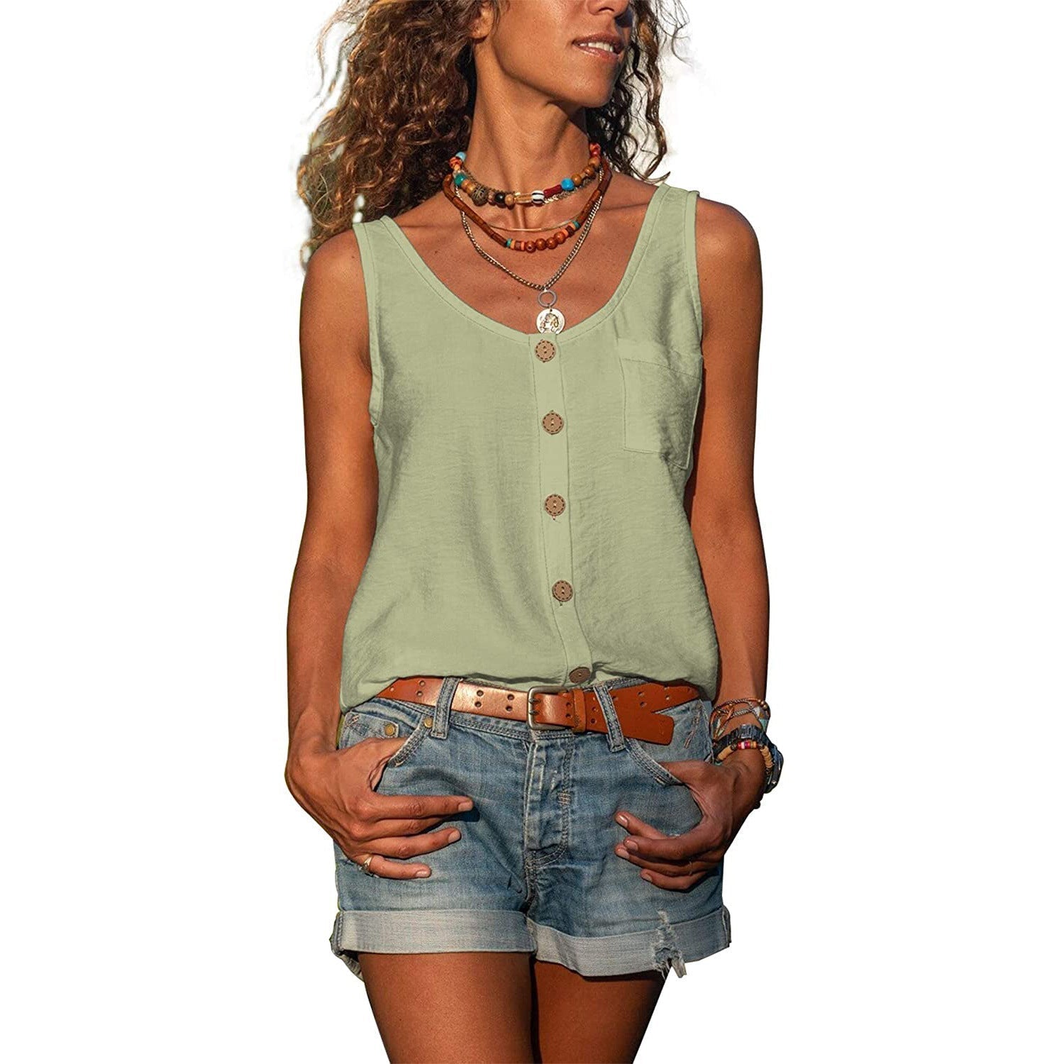Variant image for Kvinders Tanktop Ibiza-Stil Åndbar Bomuld-31
